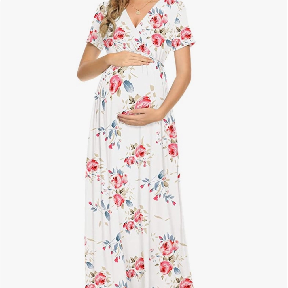 Xpenyo Maternity Maxi Dress White Floral